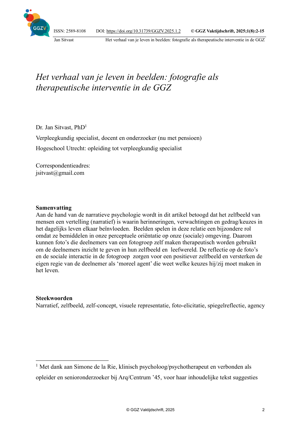 Eerste pagina van het aangeleverde artikel